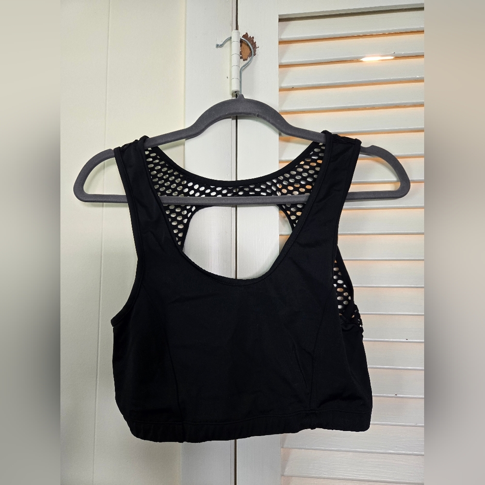 ASOS Black Bikini Top with Mesh Detail L